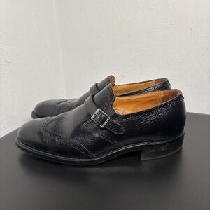 Stuart McGuire Ortho Vent Spring Step Black Leather Wingtip Monk Strap Men 8.5EE